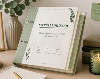 Emergency Folder Printable PDF (12 pages) – Family Emergency Folder in Sage Green – Documents, Contacts, Medications & Passwords