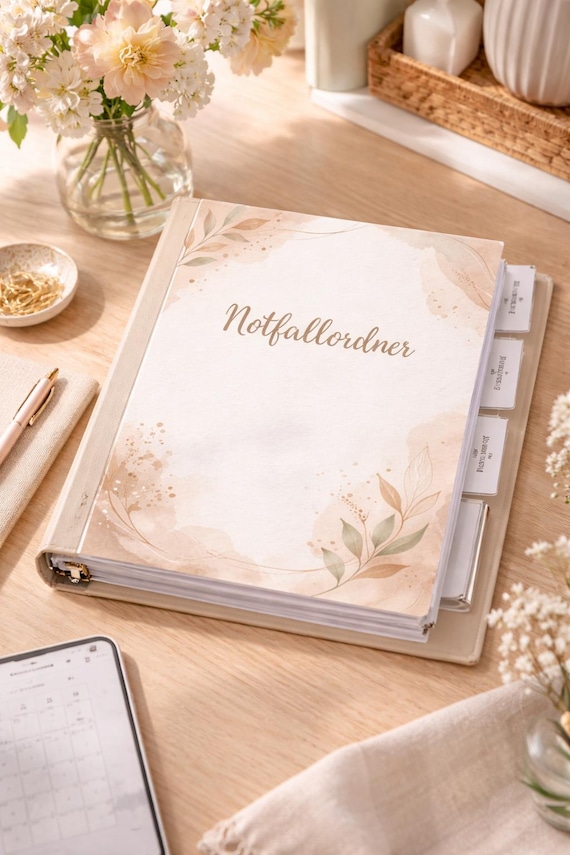 Notfallordner Familie PDF – Vorsorgeordner zum Ausdrucken | Wichtige Dokumente & Notfallkontakte | 12 Seiten | Digitaler Download