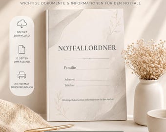 Emergency Folder PDF for Printing | Family Planning Folder | 12 A4 Pages | Important Documents | Digital Download