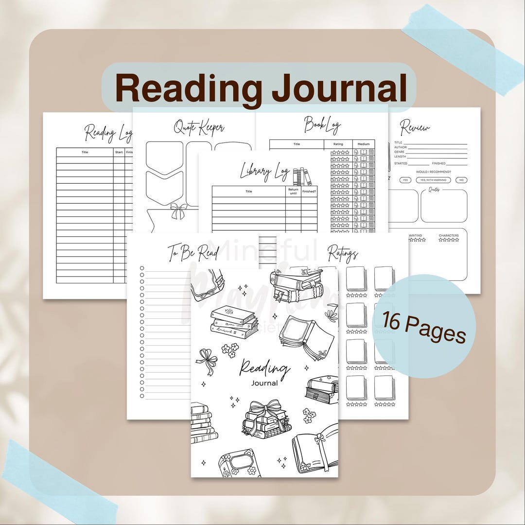 Reading Journal Bundle | Printable Book Log Review, DNF Tracker ...