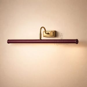 Handcrafted Raw Brass Mid-Century Maroon color Modern Italian Picture Light, Art Display Adjustable Wall Sconce For Display & Decor