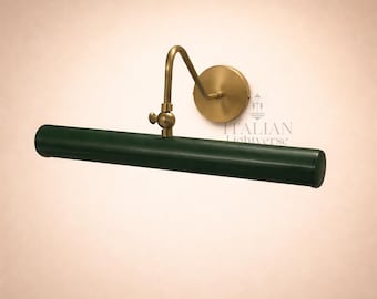Handcrafted Brass Mid-Century Green color Modern Italian Picture Light, Art Display Adjustable Handmade Wall Sconce, Display & Decor