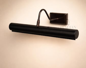 Handcrafted Raw Brass Mid-Century Black color Modern Italian Picture Light, Art Display Adjustable Handmade Wall Sconce For Display & Decor