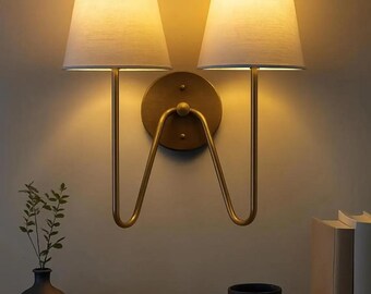 Handcrafted Modern Brass Italian Style Dual Shade Wall Sconce Brass Lighting Fixture for Bed room | drawing room | Kitchen | dining area