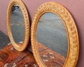 Pair Of Extremely Beautiful Oval 43 x 31 1 2 Braided Rattan Mirrors Heavy Rattan Backing Amazing Condition