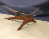 Adrian Pearsall Wood And Glass Bimorphic Coffee Table Sculptural Wood Coffee Table With Glass Gorgeous Condition Mid Century