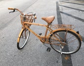 Vintage Rattan And Bamboo Working Life Size Bicycle Boho Paris Apt.