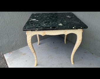 Solid Wood Faux Bois Game Table With Memovable Gorgeous Black Marble