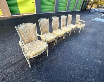 Set Of 6 Vintage Louis XVI French Dining Chairs Gorgeous Frames Disintegrated Fabric Must Redo