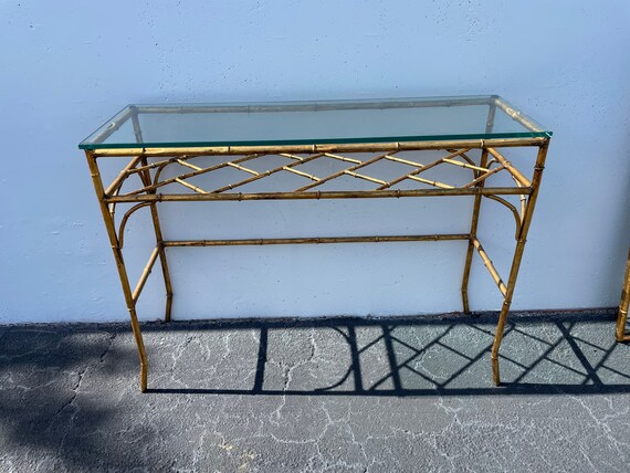 アンティーク雑貨 m13261010 Chinese Chippendale Faux Bamboo Console With Mirror Gold
