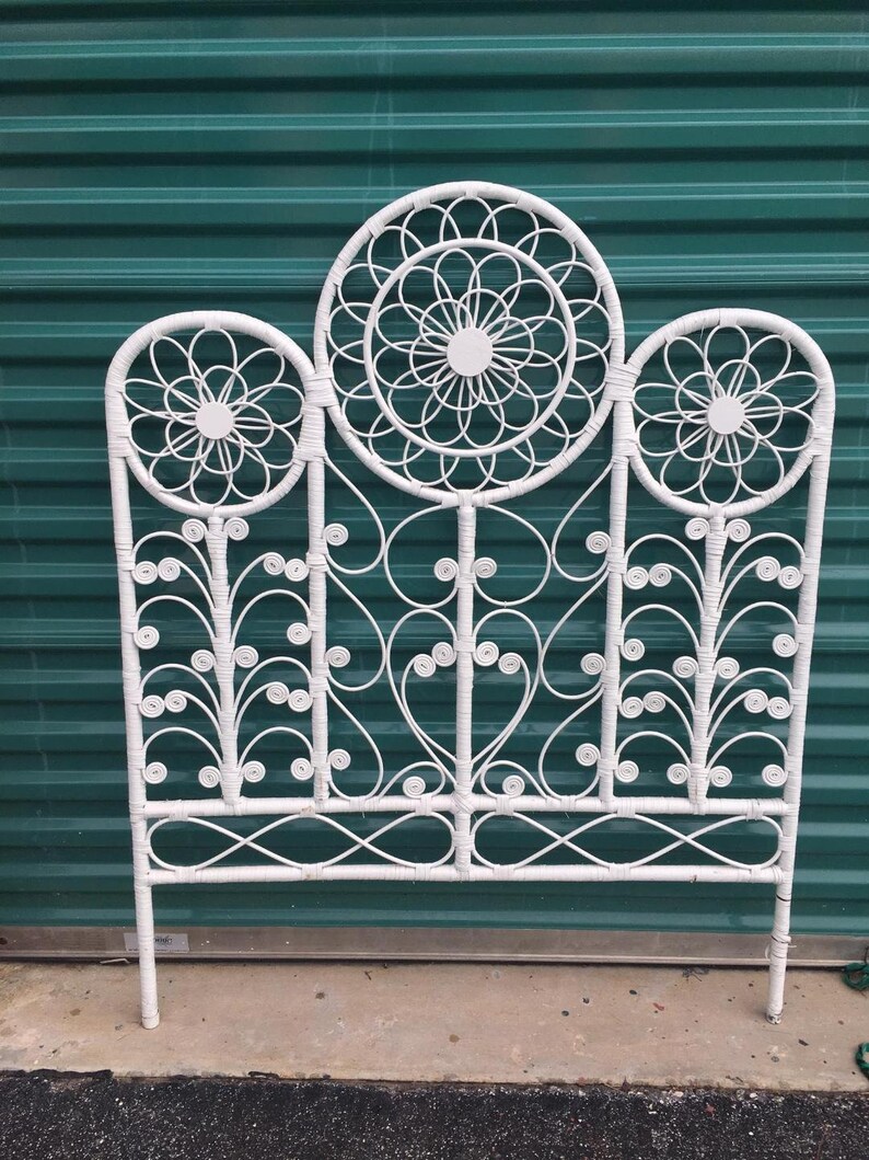 The Beautiful Bohemian Twin White Wicker Headboard With Image 0