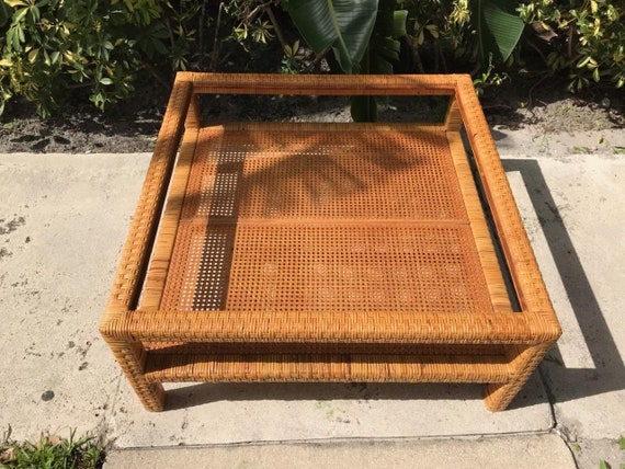 Square Rattan Cane Coffeetable Hip 2 B Squared Large Two - Square Wicker Coffee Table
