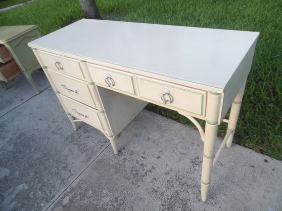 Bamboo Ti Ful Thomasville Faux Bamboo Desk Corner Etsy
