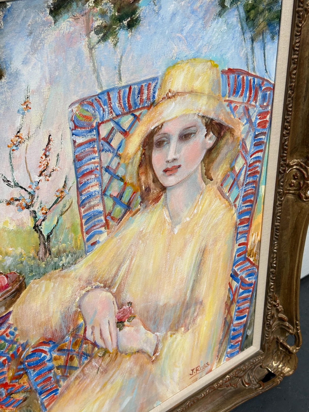 Vintage Original Signed J Ross Oil Painting in Ornate Carved Wood Frame ...