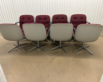 Pair Steelcase Knoll Style Red Tweed And Chrome Swivel Office Chairs-8 Available RTG EXCELLENT