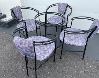 Set Of 4 Post Modern Memphis Style Dining Chairs / Lilac/ Grey Clean Upholstery Optional Table