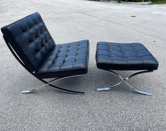 Mies van der Rohe Style Barcelona Chair And Ottoman