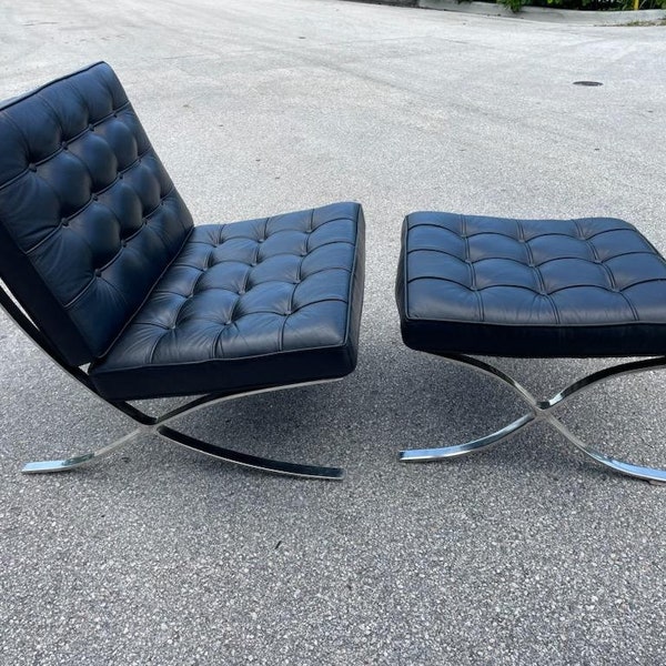 Mies van der Rohe Style Barcelona Chair And Ottoman