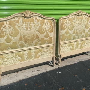 Pair Of Carved Wood Louis XV Twin Beds With Amazing Fabric