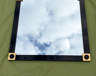 SHIPPING INCLUDED Heavy Steel Pierre Cardin Style Black And Brass Modern Wall Mirror