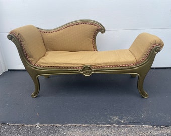 Vintage Wood Fainting Couch / Chaise With Carved Flower Detailing/ New Finish And Fabric Needed
