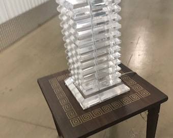 Vintage Square Massive Stacked Lucite And Chrome Table Lamp Springer Style Modern Lamp