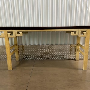 Vintage Burl Wood Greek Key Console