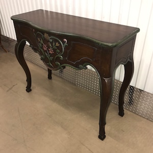 Hand-Carved Wood French Entry Floral Console