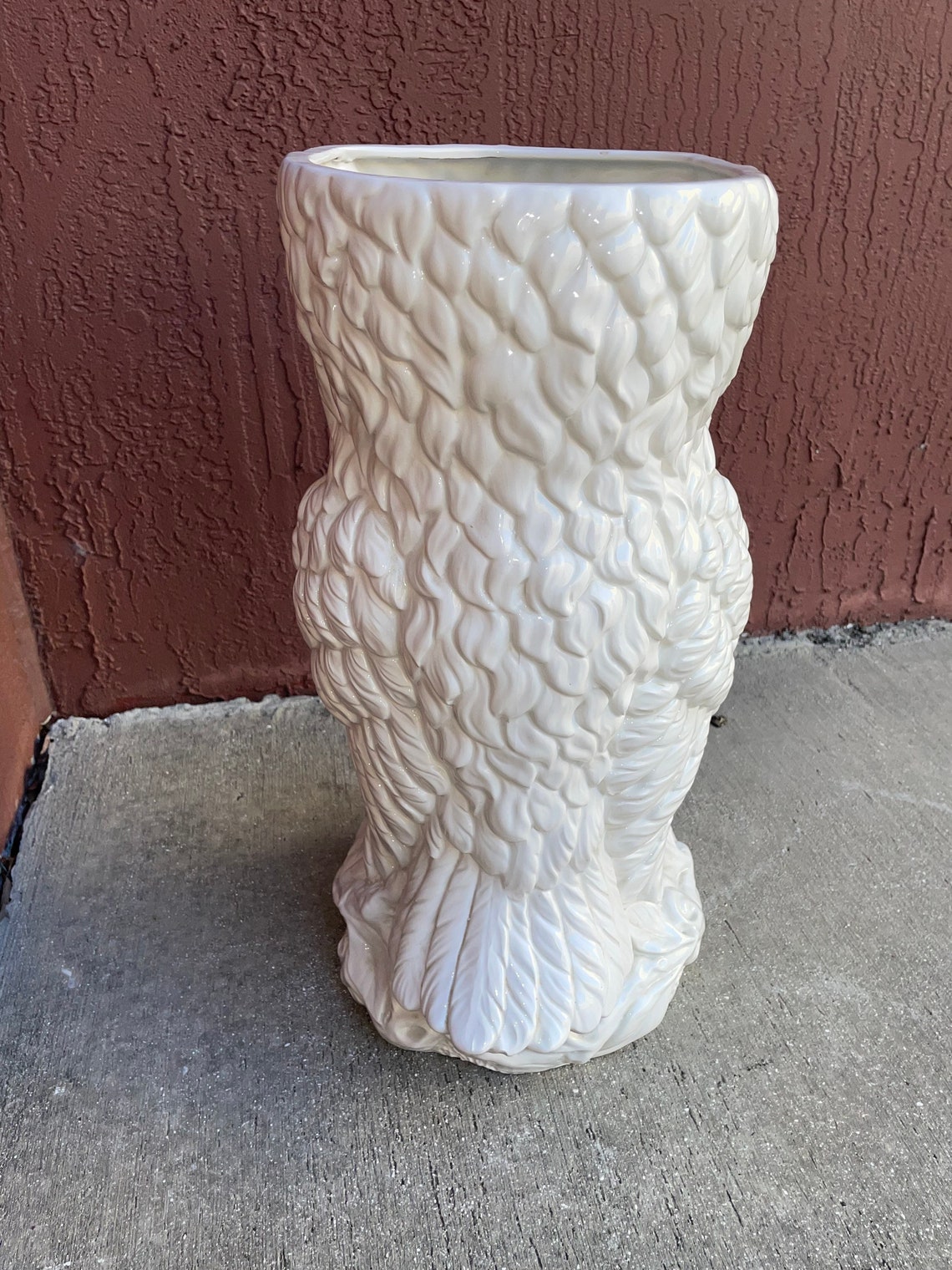 Made In Italy True White Glazed Ceramic Owl Umbrella Stand / Etsy