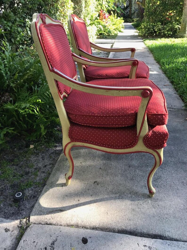 Pair of Meyer Gunther Martini Style Carved French Chairs / Red Etsy