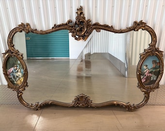 Vintage 72 1/2 Wide Rococo Lover's Mirror