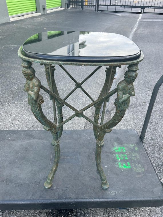 Vintage Verdigris Figural Gueridon Table Occasional Table
