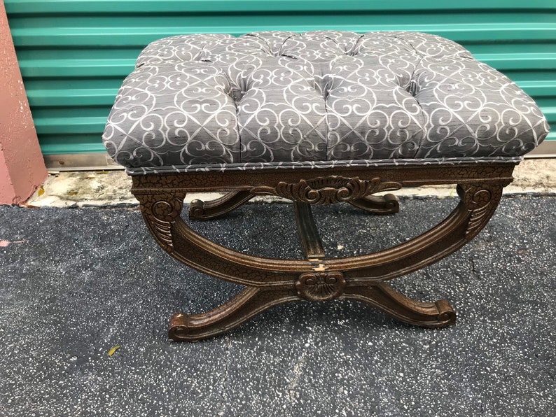 Pair Of Regency Style X Upholstered Benches / Ottomans With | Etsy