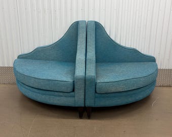 Bespoke Blue Upholstered Borne Conversation Couch Made Canada