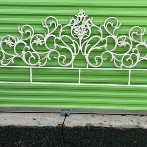 Tole Cream Hollywood Regency Flame Headboard