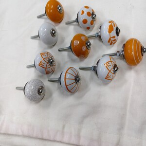Handmade Ceramic Cabinet Knobs Set Orange White Floral Pulls Kitchen Cupboard Handles Dresser Hardware Boho Furniture Decor Farmhouse image 13
