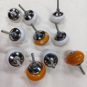 Handmade Ceramic Cabinet Knobs Set Orange White Floral Pulls Kitchen Cupboard Handles Dresser Hardware Boho Furniture Decor Farmhouse image 18