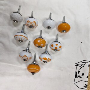 Handmade Ceramic Cabinet Knobs Set Orange White Floral Pulls Kitchen Cupboard Handles Dresser Hardware Boho Furniture Decor Farmhouse image 15