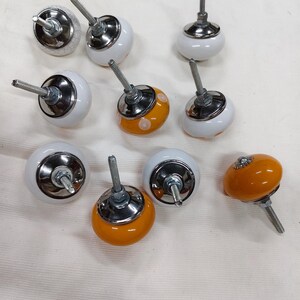 Handmade Ceramic Cabinet Knobs Set Orange White Floral Pulls Kitchen Cupboard Handles Dresser Hardware Boho Furniture Decor Farmhouse image 17