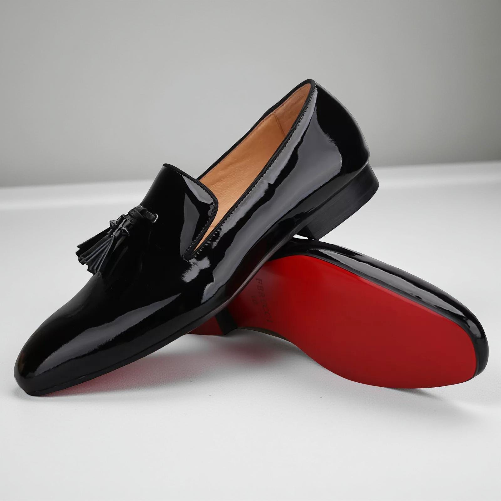 Christian Louboutin Men\'s Black Leather Tassel Loafers Red Bottoms EU 47 - MINT Mens Red Bottoms Christian Louboutin Dress Shoes Christian  main image 3