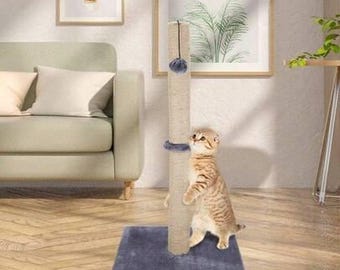 Cat Scratching Post Tower 74cm Tall Carpet Base Hanging Ball Toy Interactive Kitten Scratcher Furniture Pet Play