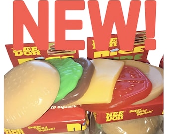 McNeedoh Burger Squishy Toy | Peelable Layered Burger Stress Toy | Gel-Like Sensory Fidget | Better than Needoh| Fun Gift for Teens