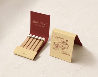 Personalized Wedding Matchbox, Just Married Car Matchbook, Custom Wedding Favor, Rehearsal Dinner Keepsakes, Bridal Shower Decor, Guest Gift