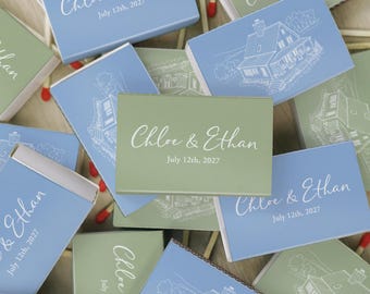 Custom Venue Wedding Matchboxes, Personalized Venue Sketch Matches, Bridal Shower Favor, Engagement Party Gift, Wedding Keepsake, Party Gift