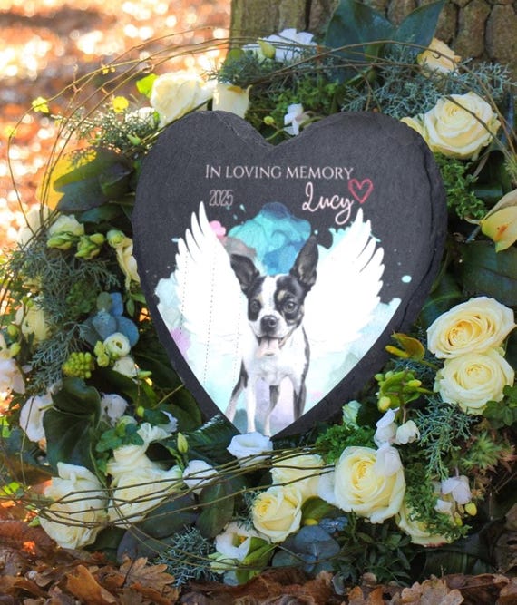 Personalized Photo Pet Memorial Stone - Custom Slate Garden Marker