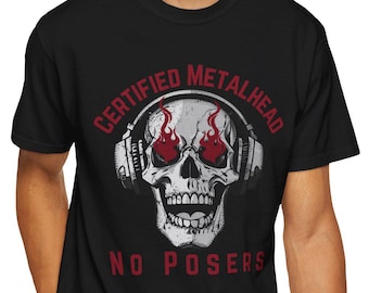 Certified Metalhead T-Shirt – No Posers Skull Graphic Tee | Heavy Metal Rock Shirt