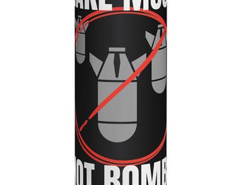 Make Music Not Bombs Tumbler, Punk Rock Anti War Travel Mug, Hardcore Music Drinkware