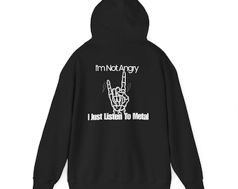 Sudadera con capucha de heavy metal con esqueleto de mano de rock – Regalo para metaleros