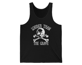 Louder Than the Grave Skull & Crossbones Tank Top | Metalhead Sleeveless Shirt | Heavy Metal Rock Tank