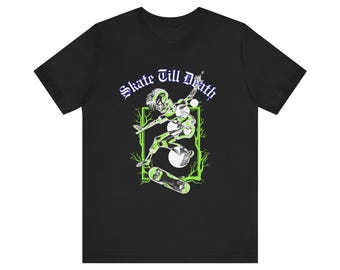 Skeleton Skater T-Shirt: Neon Punk Grafik-T-Shirt